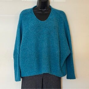 Eileen Fisher Superfine Alpaca Dolman Sleeve Sweater Blue Size Small